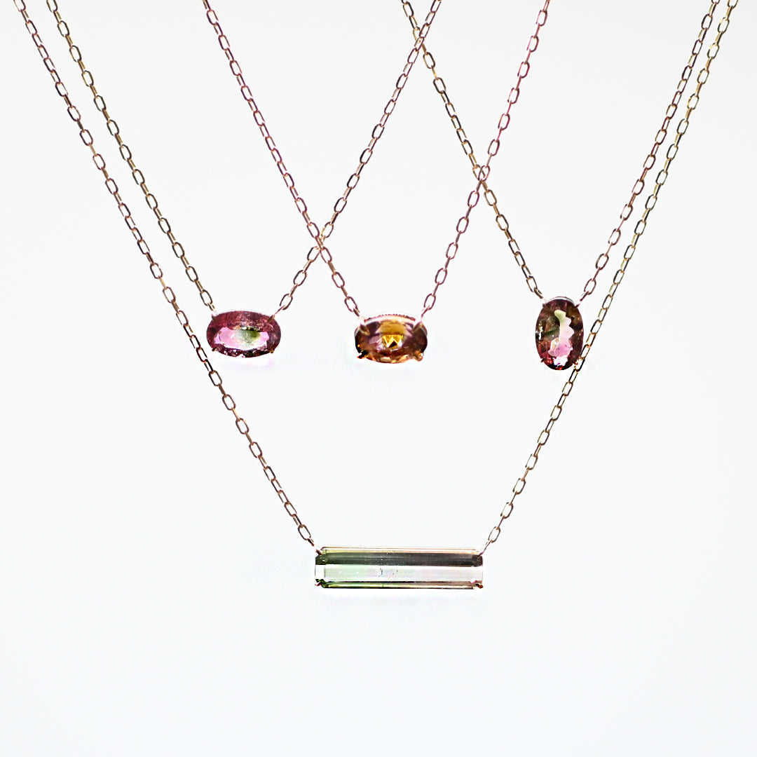 1点物バイカラートルマリンのネックレス