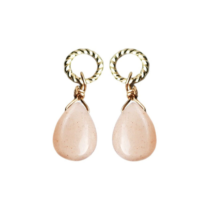 ピーチムーンストーンチャーム【K10YG】