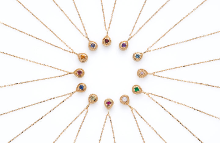 12の宝石のしずくたち5月エメラルド×ダイヤモンド・リバーシブルネックレス【K18YG】