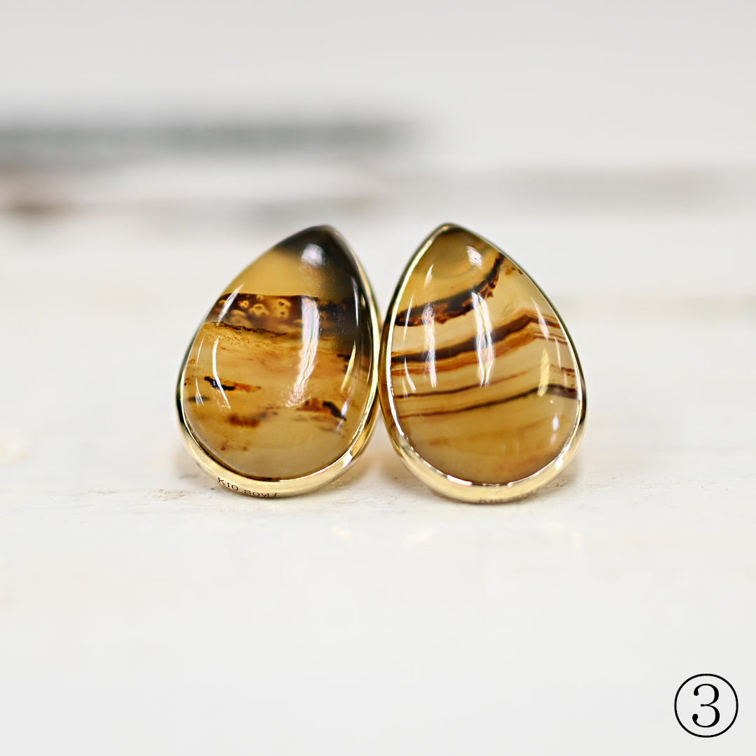 数量限定・1点物 モンタナアゲートピアス【K10YG】25ss