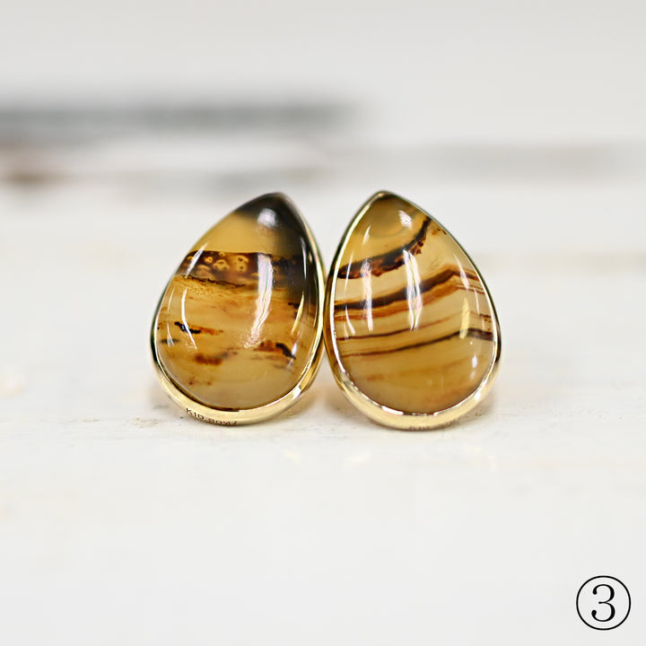 数量限定・1点物 モンタナアゲートピアス【K10YG】25ss