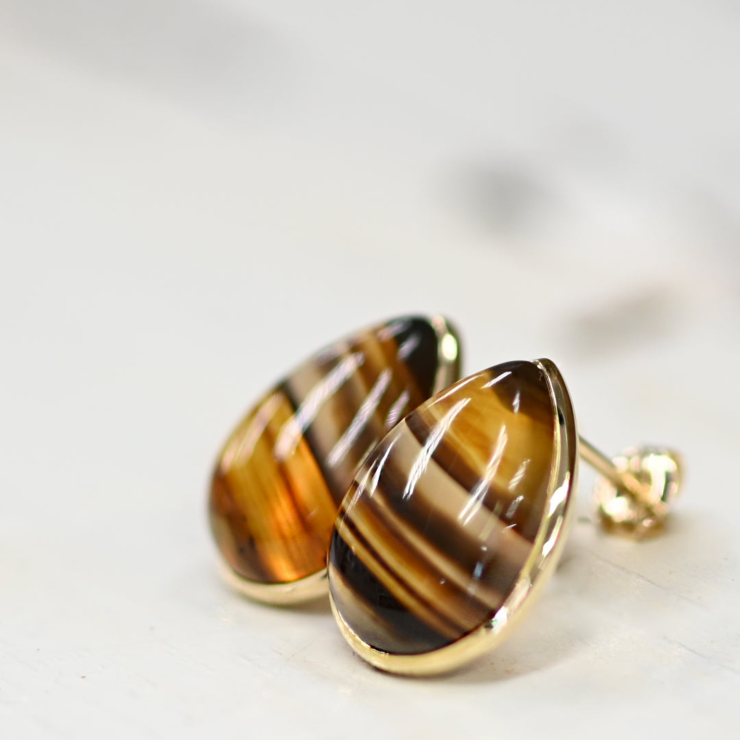 数量限定・1点物 モンタナアゲートピアス【K10YG】25ss