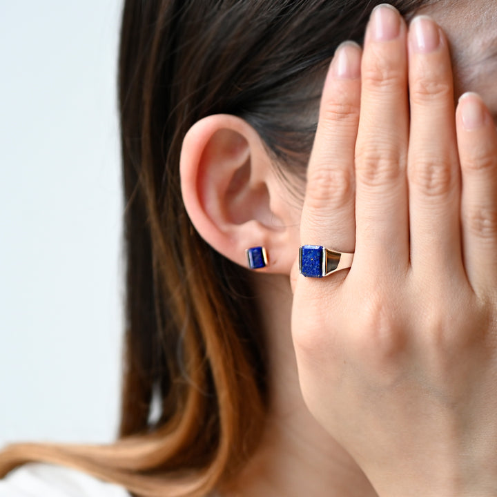 Talat  Than-sa-mǎi  ラピスラズリ シグネットピアス【SV925】25ss