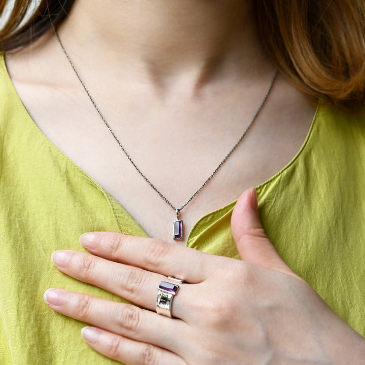 Talat  Than-sa-mǎi  アメジスト カフリング【SV925】25ss