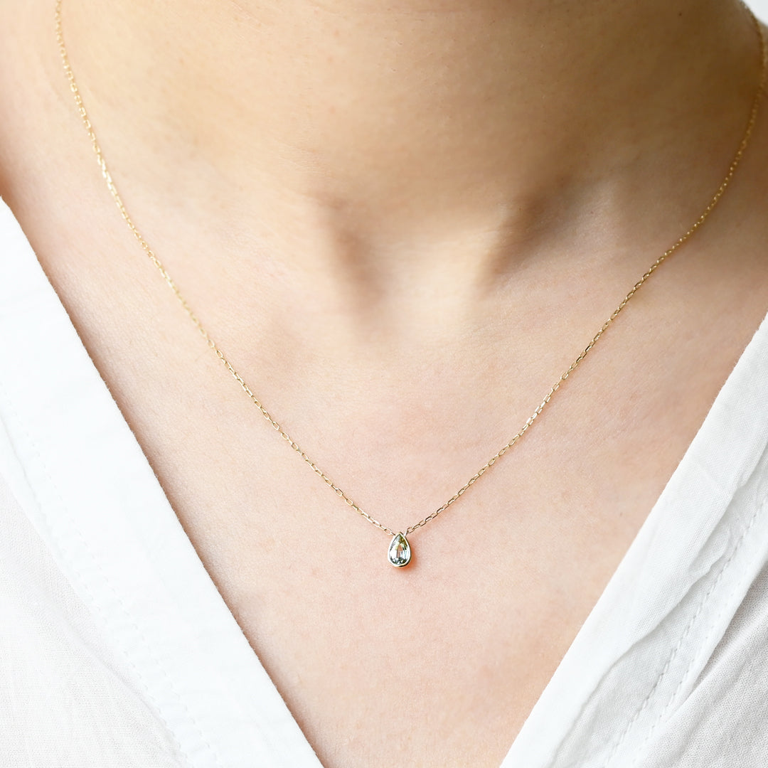 1点物 モンタナサファイヤ ペアシェイプカット ネックレス【K10YG】25ss