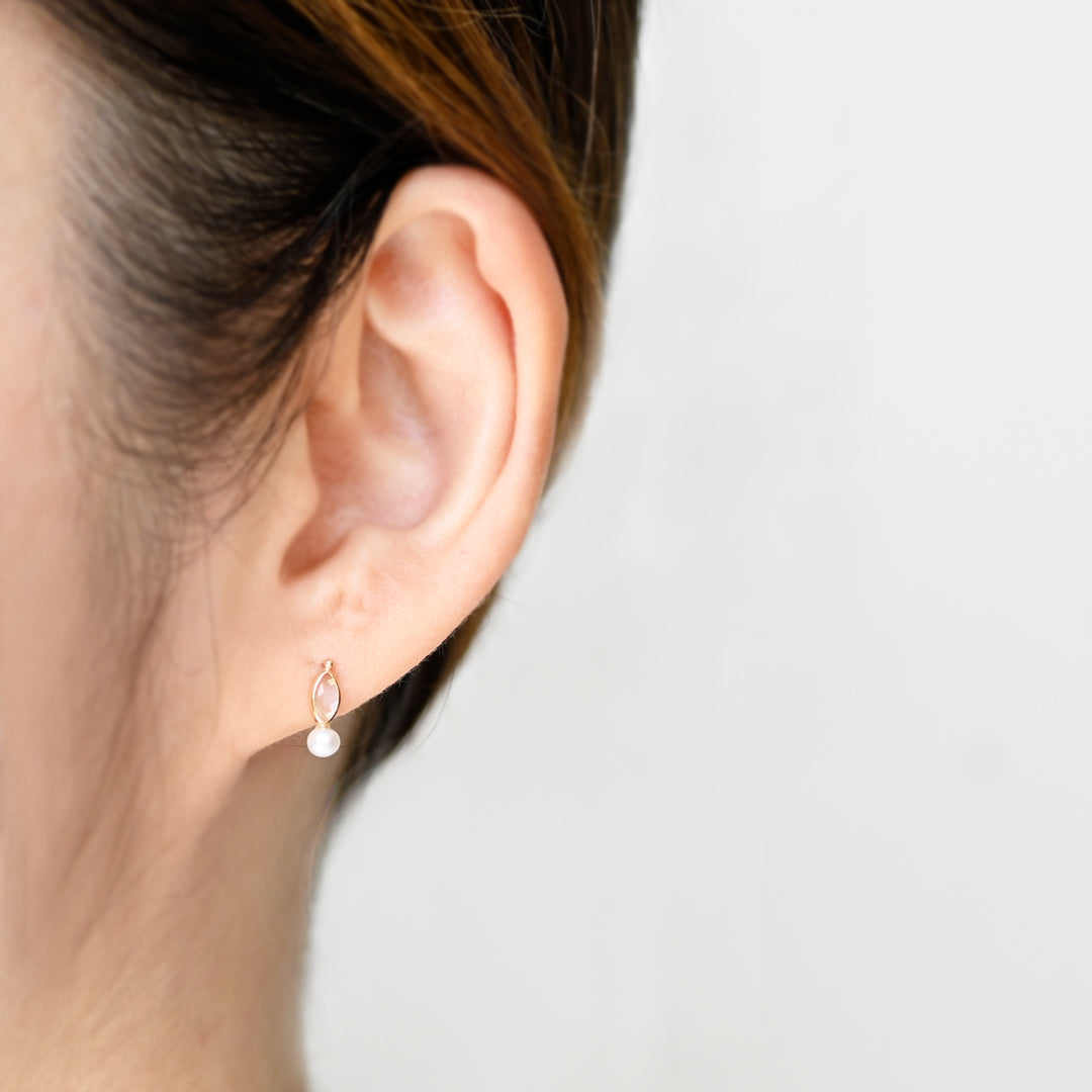 天然石&パールピアス【K10YG】25ss