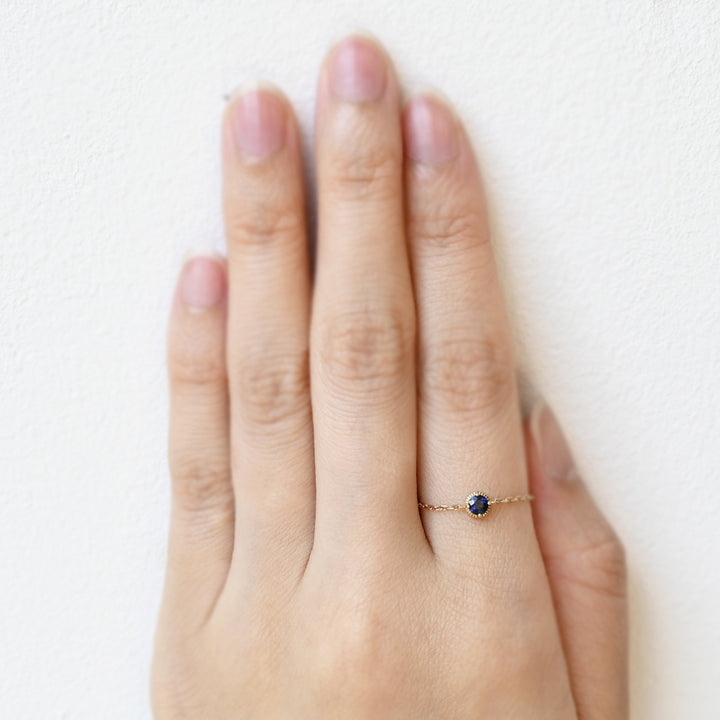 K10天然石チェーンリング サファイア