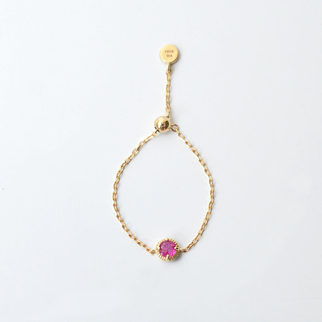 K10天然石チェーンリング ルビー