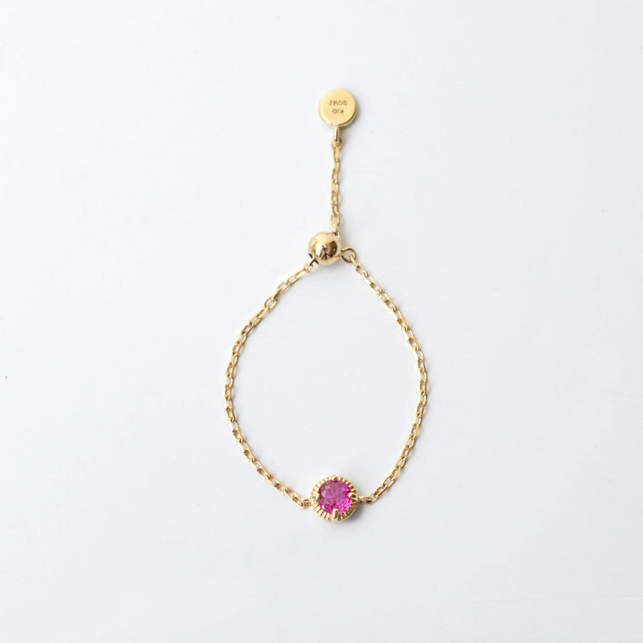 K10天然石チェーンリング ルビー