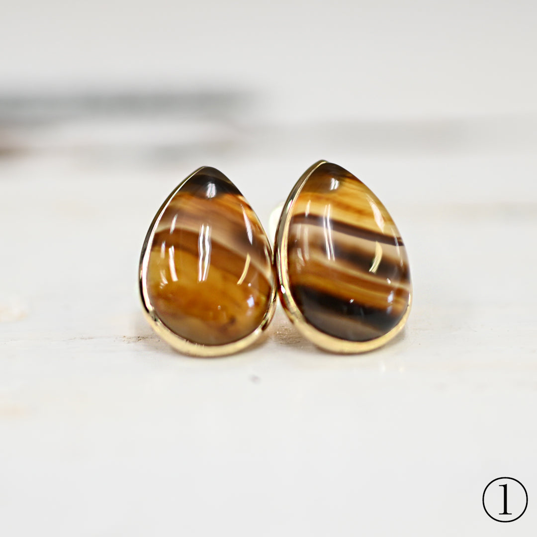 数量限定・1点物 モンタナアゲートピアス【K10YG】25ss