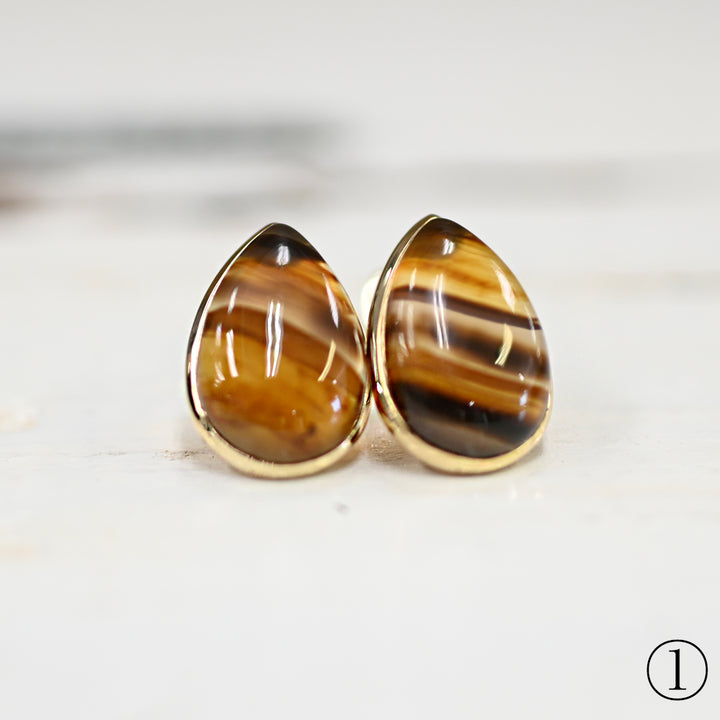 数量限定・1点物 モンタナアゲートピアス【K10YG】25ss