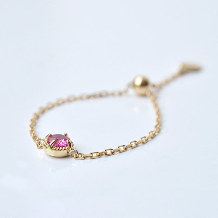 K10天然石チェーンリング ルビー