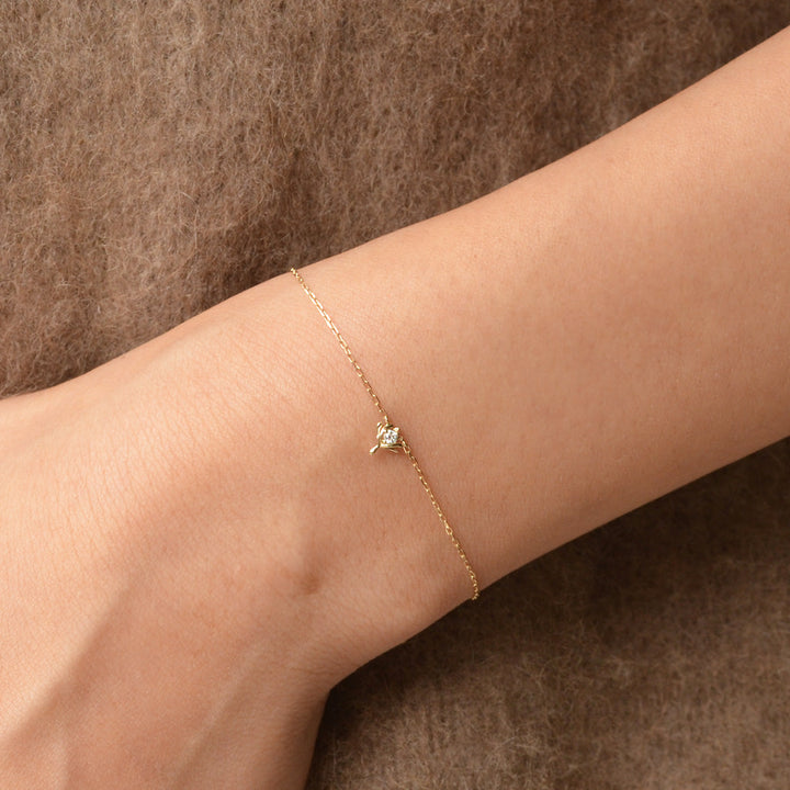 幸せを運ぶもの・ダイヤモンドブレスレット・綿毛【K10YG】