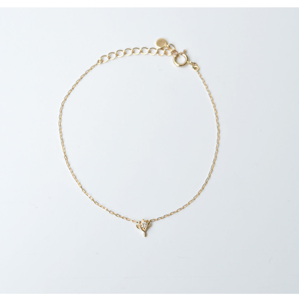 幸せを運ぶもの・ダイヤモンドブレスレット・綿毛【K10YG】