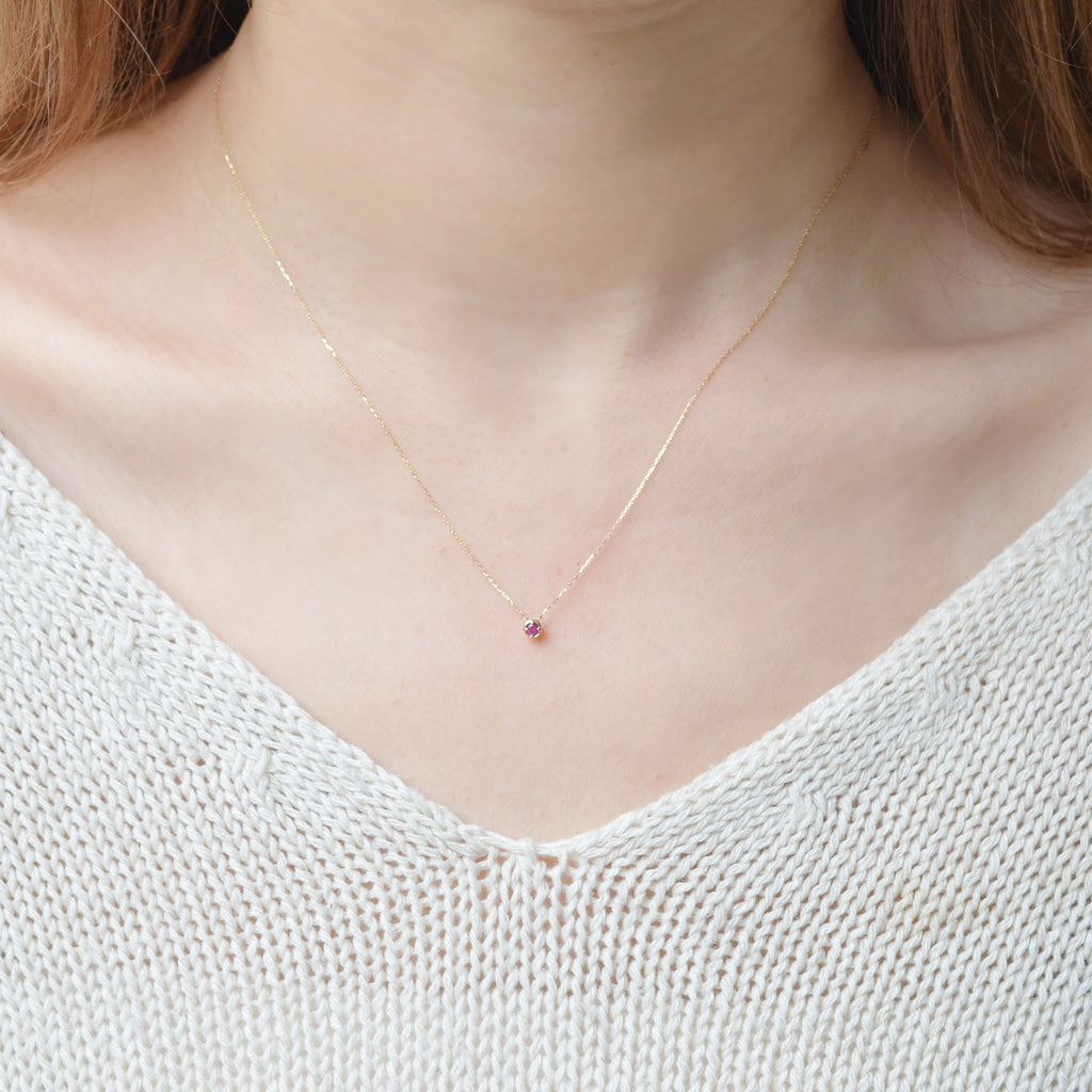バースデーネックレス カヌレ 7月 ルビー【K10YG】