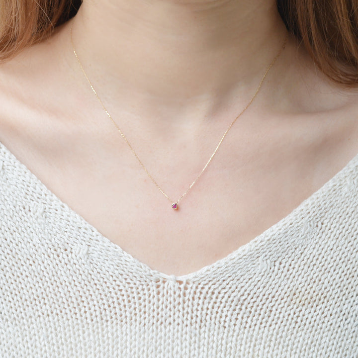 バースデーネックレス カヌレ 7月 ルビー【K10YG】