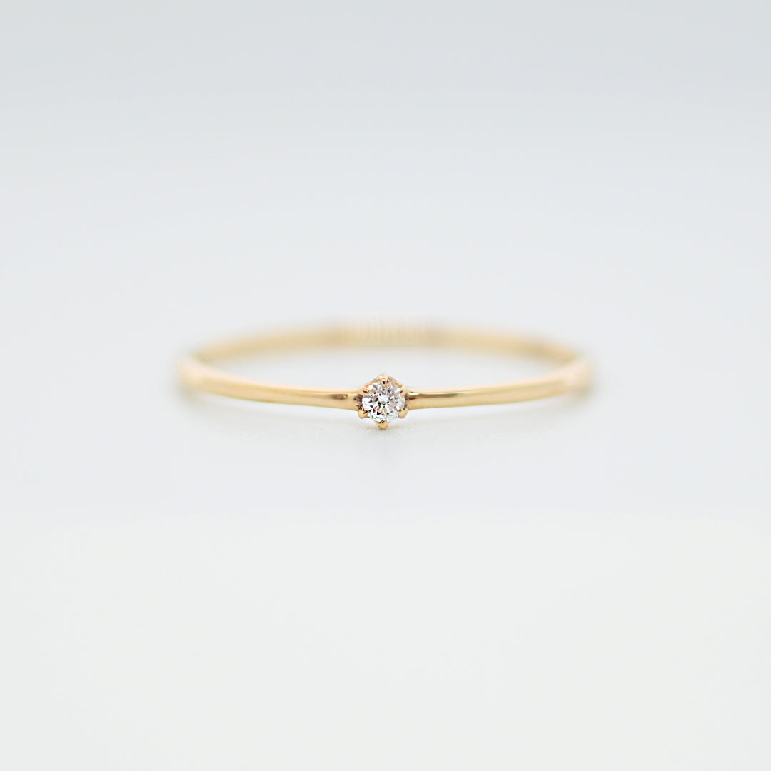 一粒ダイヤのシンプルリング【K10YG】25ss
