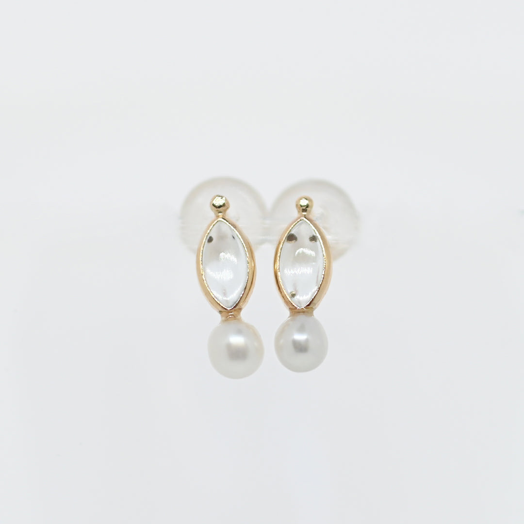 天然石&パールピアス【K10YG】25ss