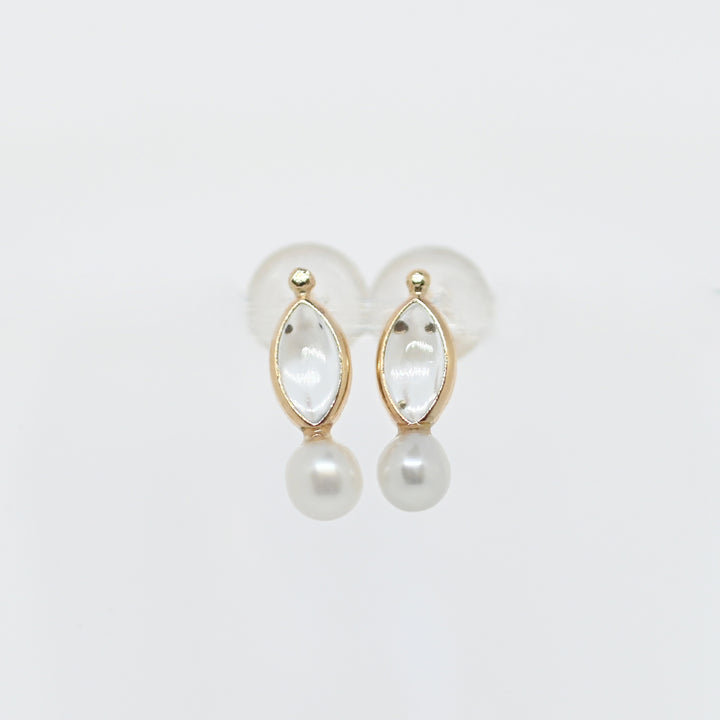 天然石&パールピアス【K10YG】25ss