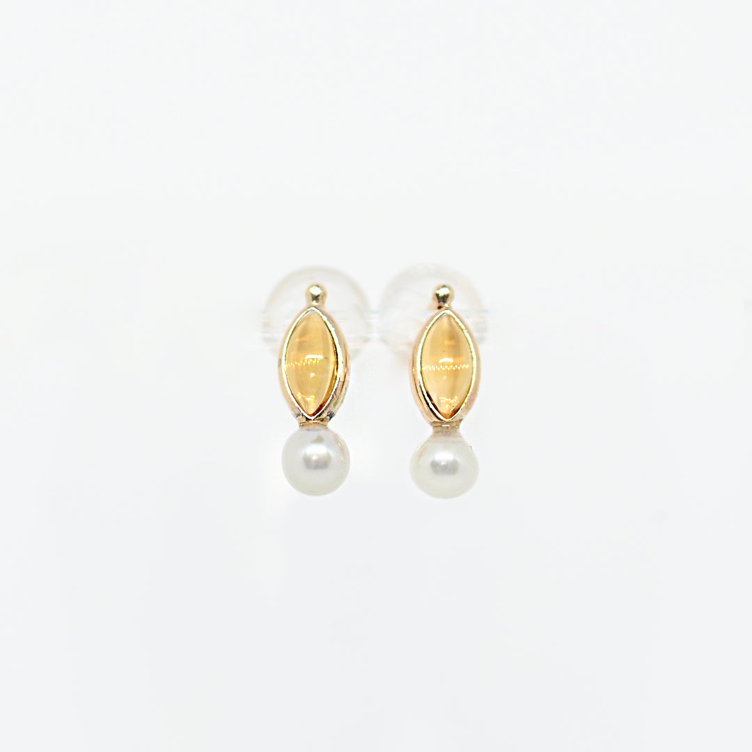 天然石&パールピアス【K10YG】25ss