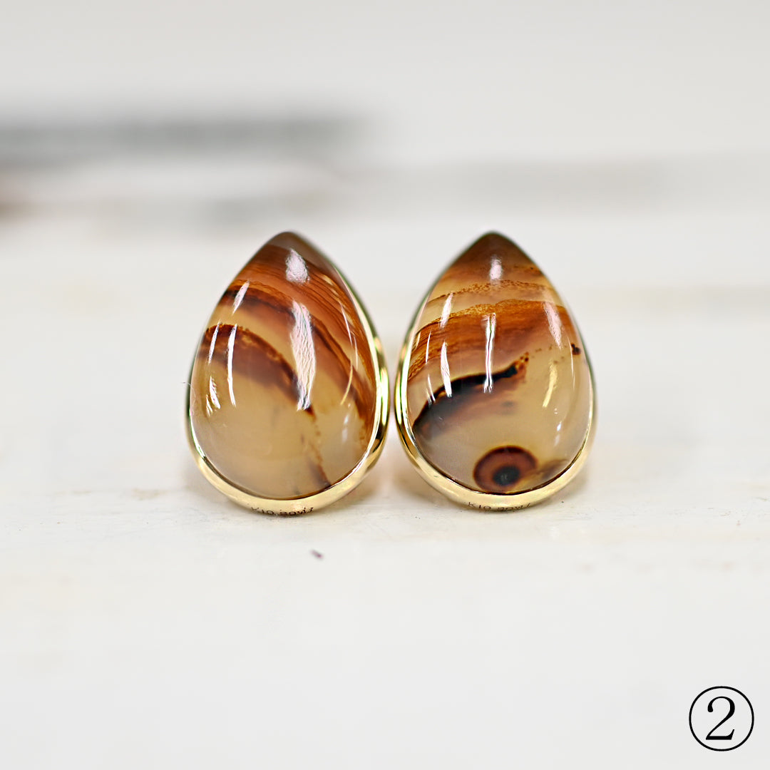 数量限定・1点物 モンタナアゲートピアス【K10YG】25ss