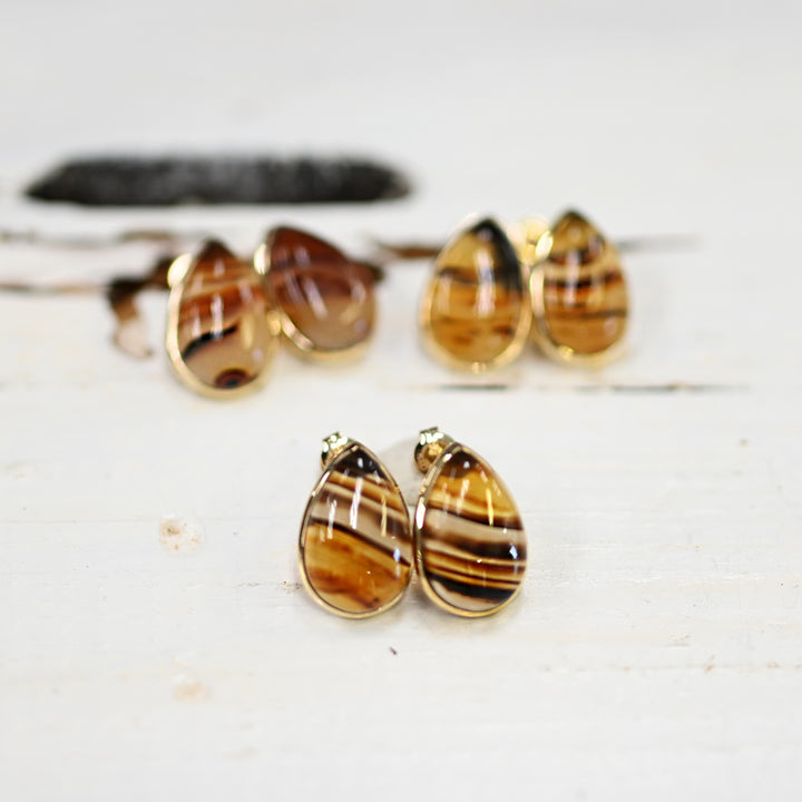 数量限定・1点物 モンタナアゲートピアス【K10YG】25ss