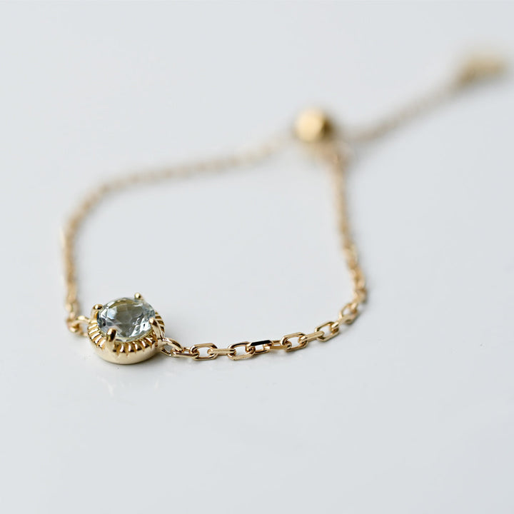 K10天然石チェーンリング アクアマリン