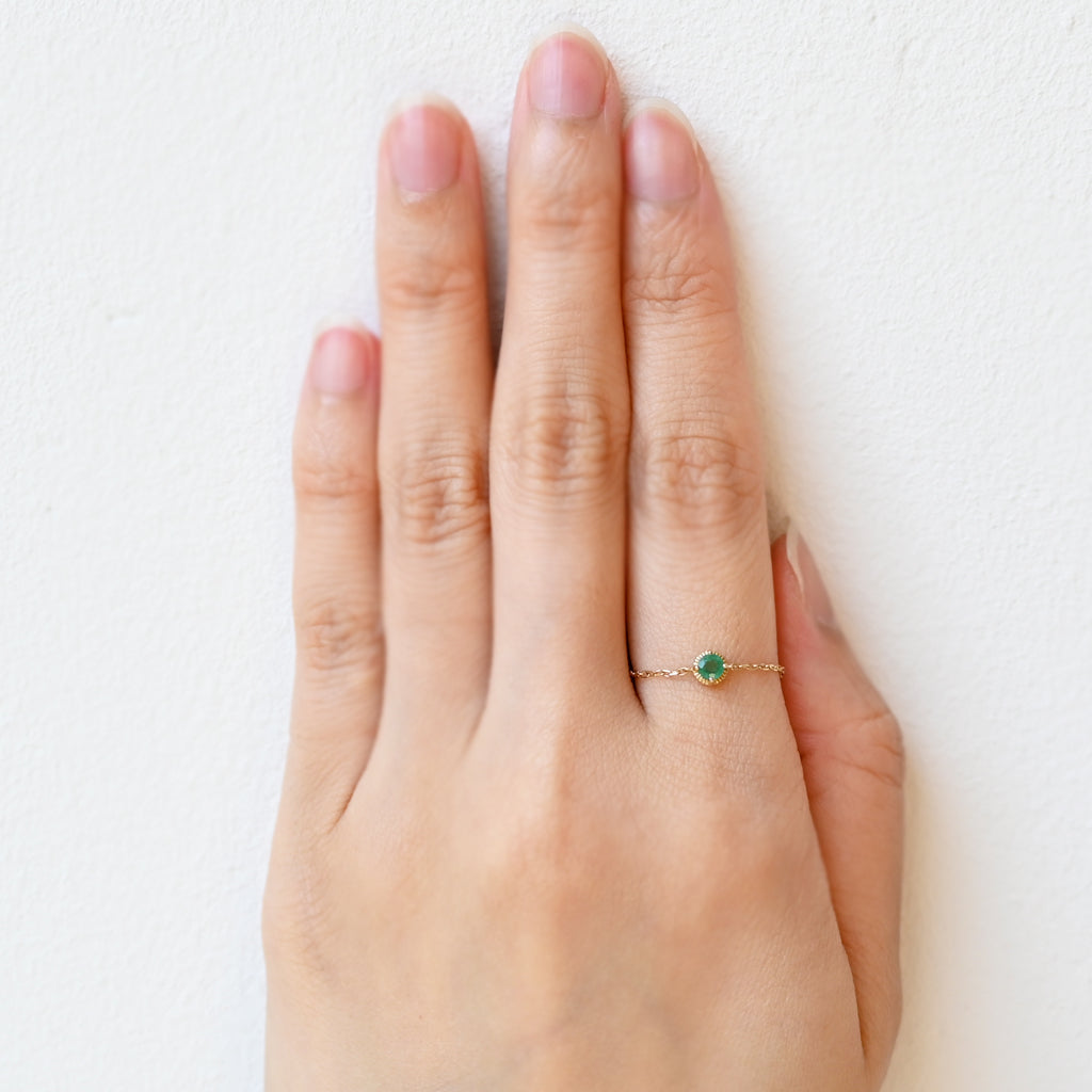 K10天然石チェーンリング エメラルド
