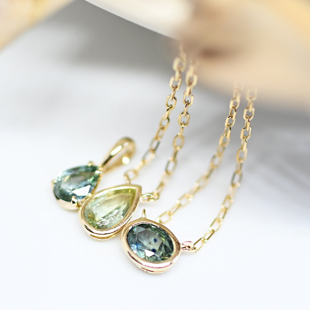 1点物 モンタナサファイヤ ペアシェイプカット ネックレス【K10YG】25ss