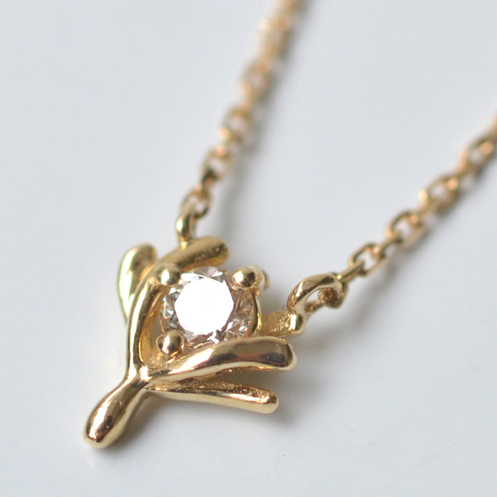 幸せを運ぶもの・ダイヤモンドネックレス・綿毛【K10YG】21W