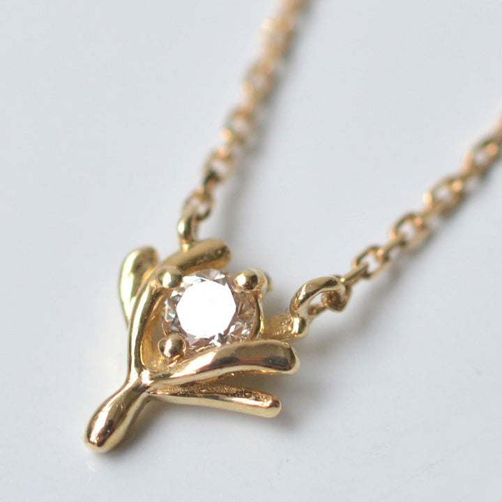 幸せを運ぶもの・ダイヤモンドネックレス・綿毛【K10YG】21W