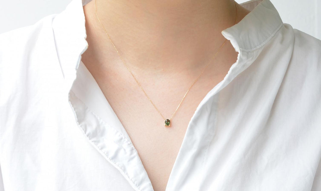 【各種クーポン・ポイントのご利用不可】ファンシーカット 10月 グリーントルマリンネックレス【K10YG】