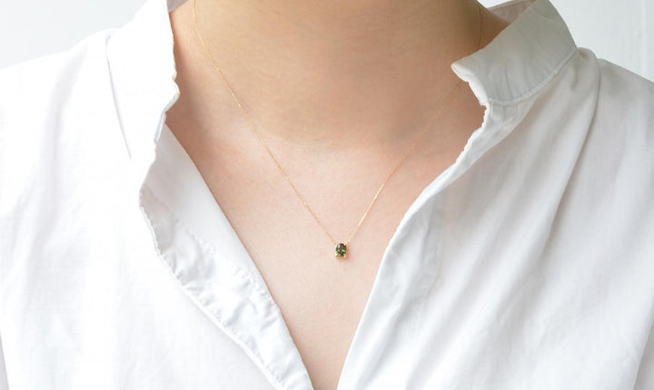 【各種クーポン・ポイントのご利用不可】ファンシーカット 10月 グリーントルマリンネックレス【K10YG】