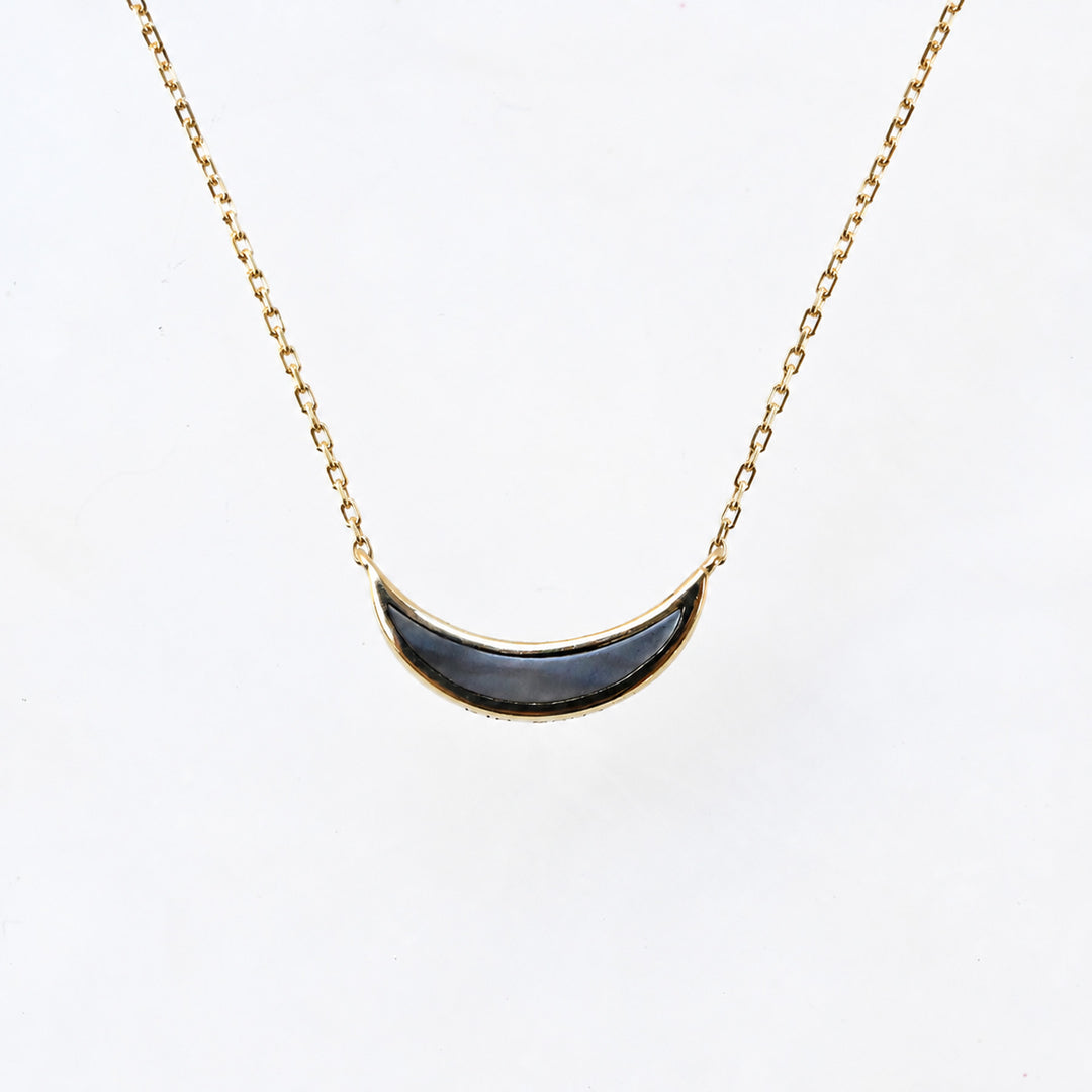 【数量限定】のぼり月　黒蝶貝　ネックレス　K10YG