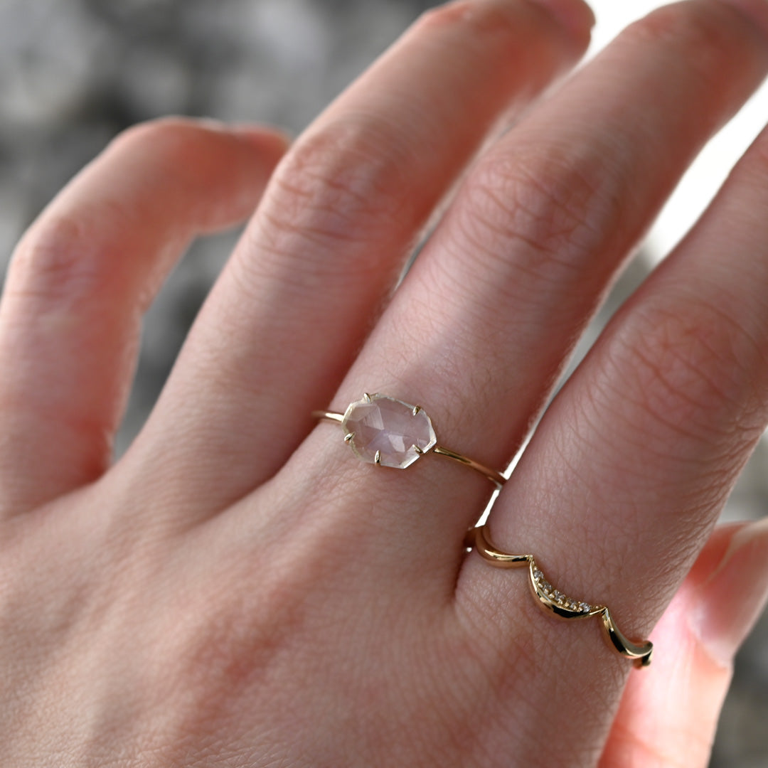 【各種クーポン・ポイントのご利用不可】ファンシーカット 4月クォーツリング 11号【K10YG】