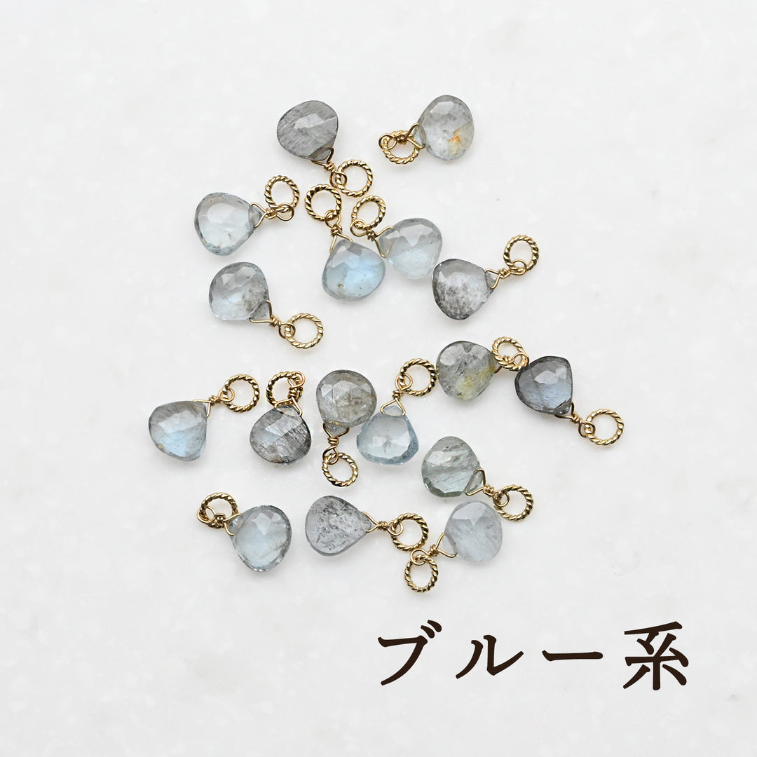 モスアクアマリン チャーム　K10イエローゴールド