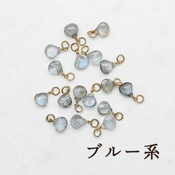 モスアクアマリン チャーム　K10イエローゴールド