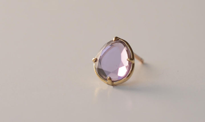 【各種クーポン・ポイントのご利用不可】ファンシーカット 2月 アメジストピアス【K10YG】