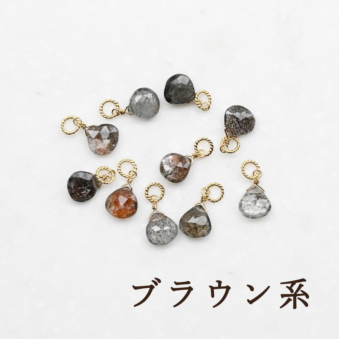 モスアクアマリン チャーム　K10イエローゴールド