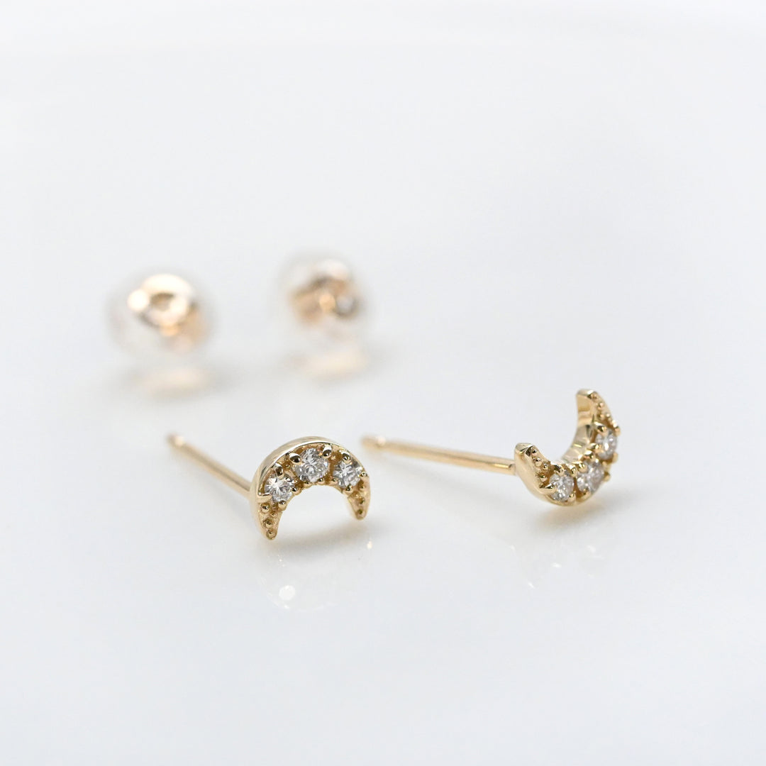 Cookie ダイヤモンド 月 ピアス【K10YG】