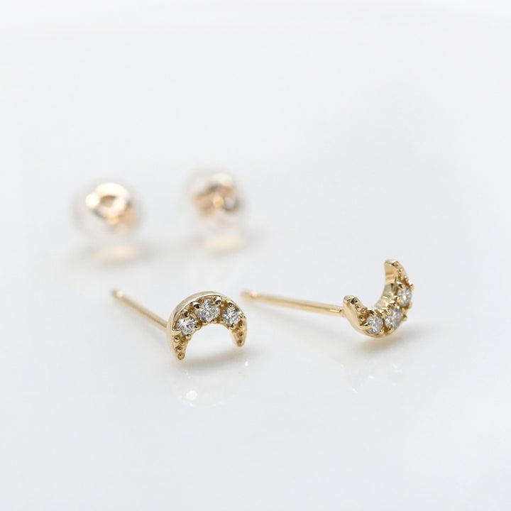 Cookie ダイヤモンド 月 ピアス【K10YG】