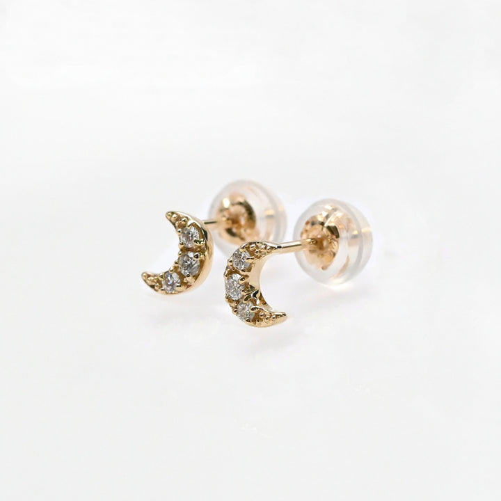 Cookie ダイヤモンド 月 ピアス【K10YG】