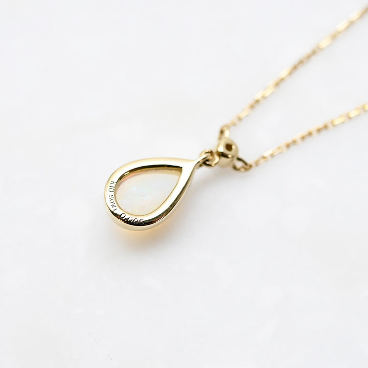 オパール×ダイヤモンド ペアシェイプ ネックレス【K10YG】｜Opaline