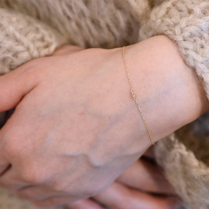 1粒ダイヤモンドブレスレット【K10YG】25AW