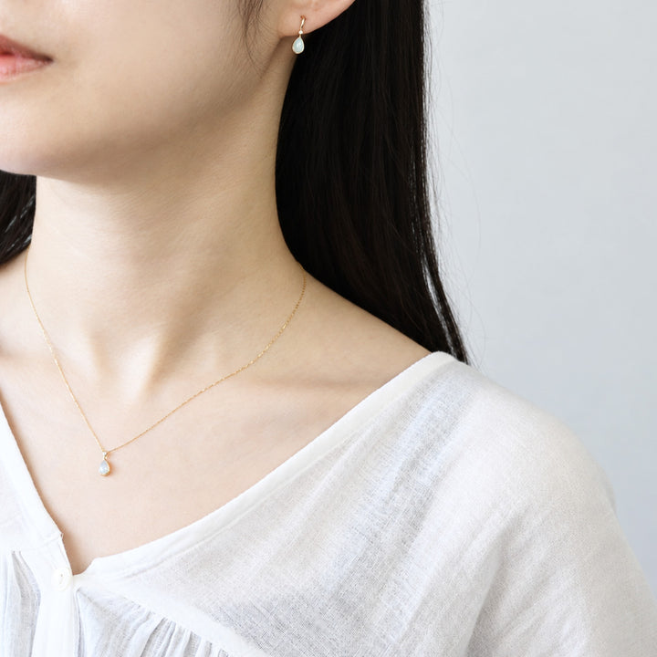 オパール×オダイヤモンド ペアシェイプピアス②【K10YG】｜Opaline