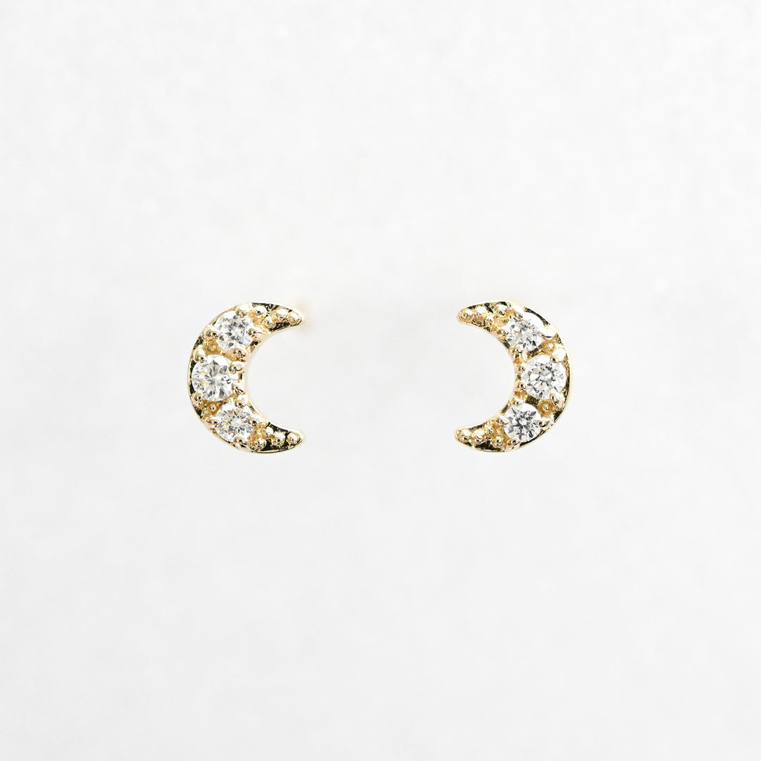 Cookie ダイヤモンド 月 ピアス【K10YG】