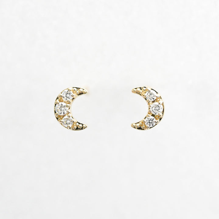 Cookie ダイヤモンド 月 ピアス【K10YG】