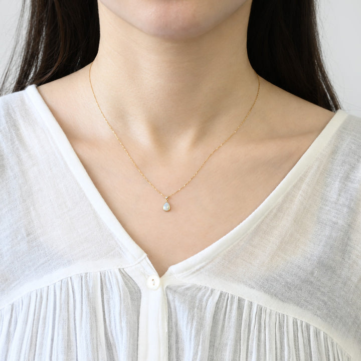 オパール×ダイヤモンド ペアシェイプ ネックレス【K10YG】｜Opaline