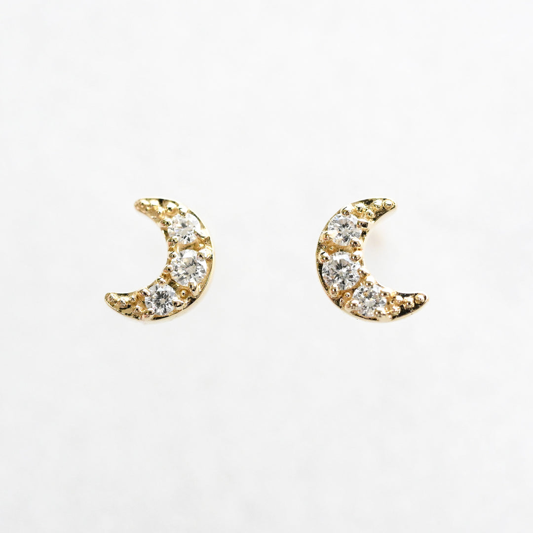 Cookie ダイヤモンド 月 ピアス【K10YG】