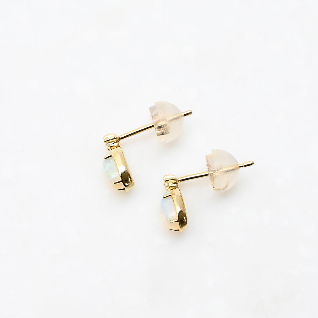オパール×ダイヤモンド ペアシェイプ ピアス①【K10YG】｜Opaline